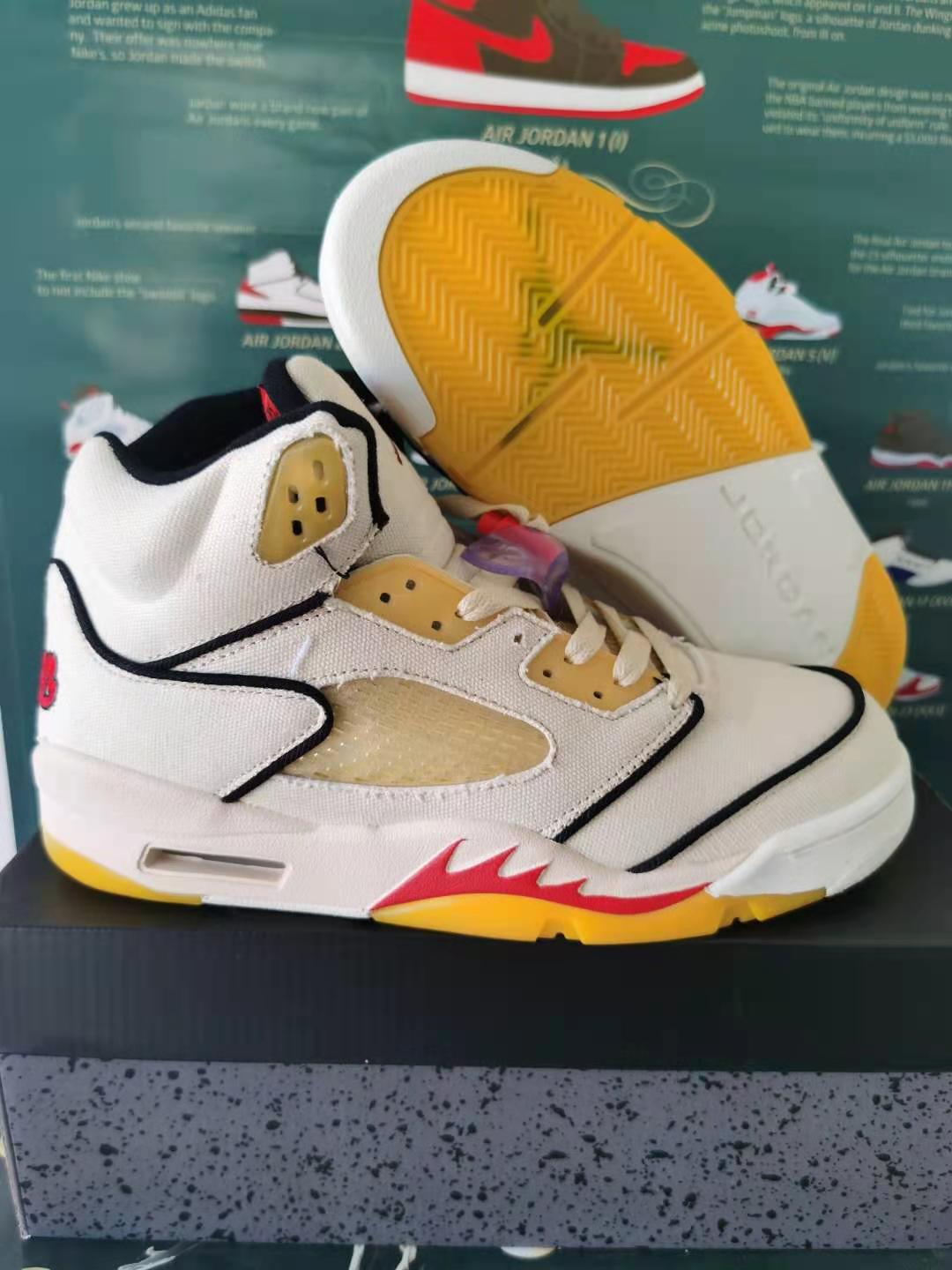 2020 New Air Jordan 5 White Yellow Black Shoes - Click Image to Close